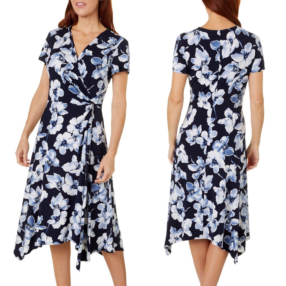 Perceptions Short Sleeve Midi Fit + Flare Dress